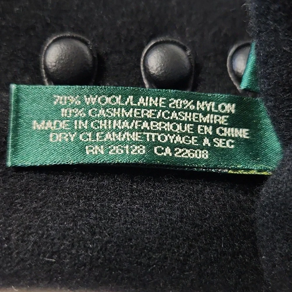 Lauren Ralph Lauren Wool & Cashmere Gloves with Button Detail Black Size Small